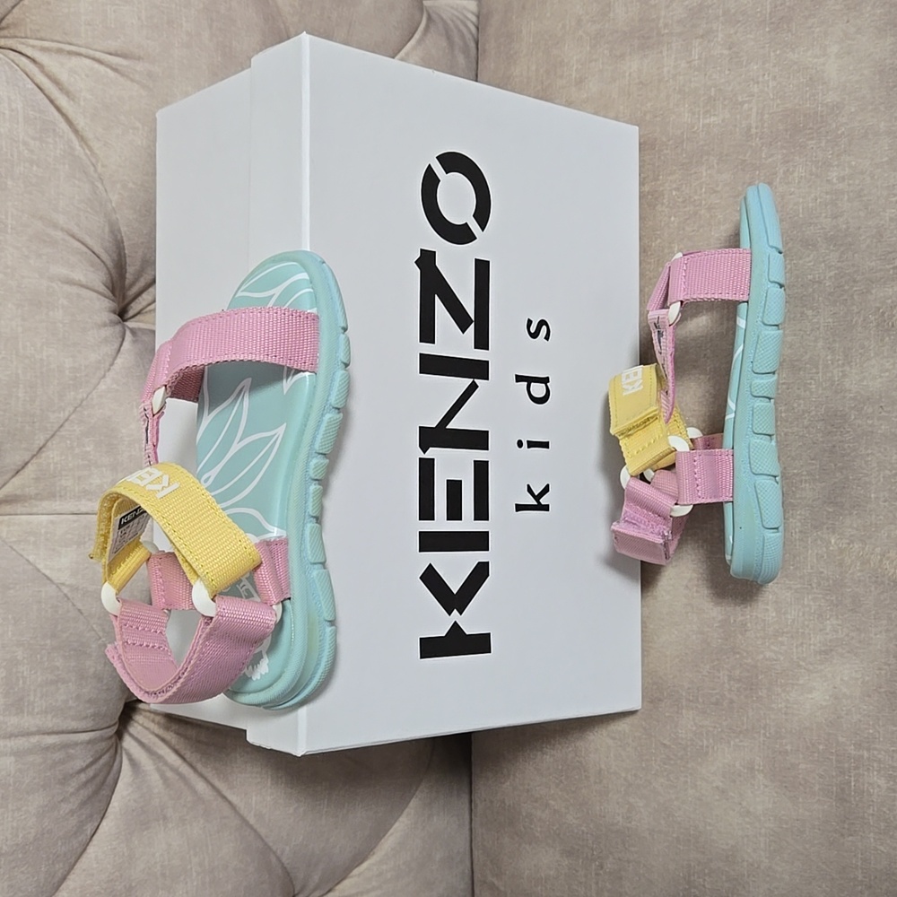 Kenzo kids pink & green velcro sandals, size 23